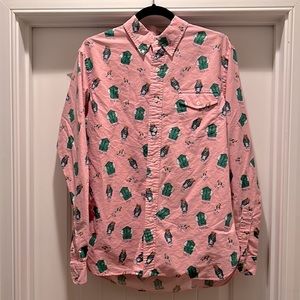 Ralph Lauren Polo •Men L• Bear Pink Button Up Shirt Skateboards
